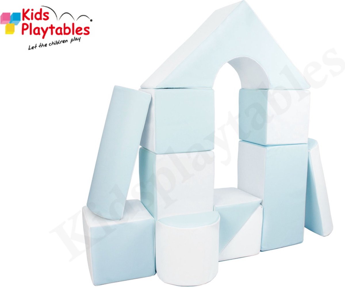 Soft Play Foam Blokken set 11 stuks wit-blauw | speelblokken | baby speelgoed | foamblokken | bouwblokken | Soft play speelgoed | schuimblokken